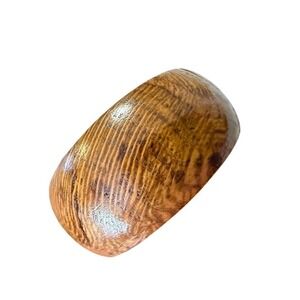 Bangle Natural Wood Grain Bracelet Chunky Wide Round Brown Fall Boho Hippie